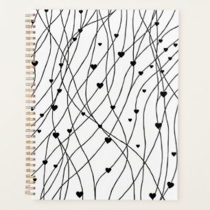 Personalized Black and White Heart Planner