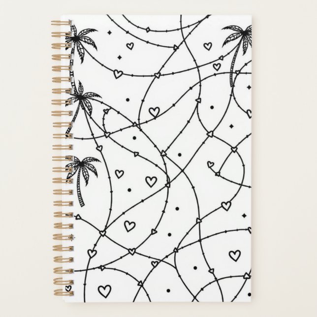 Personalized Black and White Line Drawing Print Planner (Front)