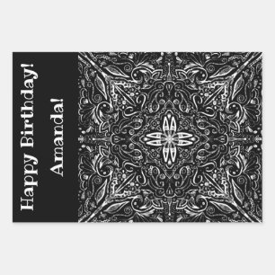 Personalized Black and white mandala design Wrapping Paper Sheet