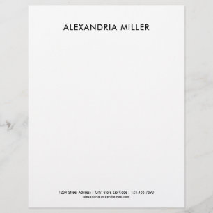 Personalized Black and White Minimalist Letterhead
