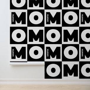 Personalized Black and White Mom Name Pattern Wallpaper