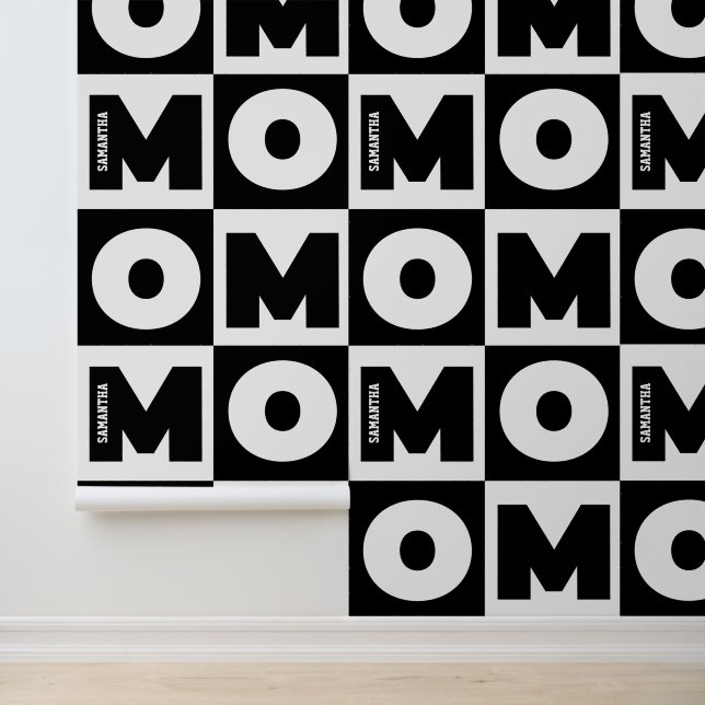 Personalized Black and White Mom Name Pattern Wallpaper (Application)