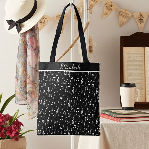 Personalized Black and white musical Tote Bag