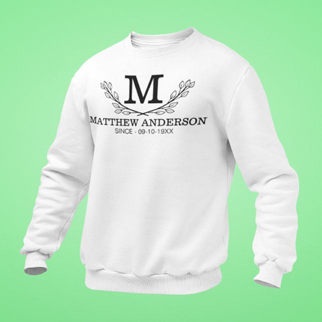 Personalized Black And White Name Monogram Age Sweatshirt (Creator Uploaded)