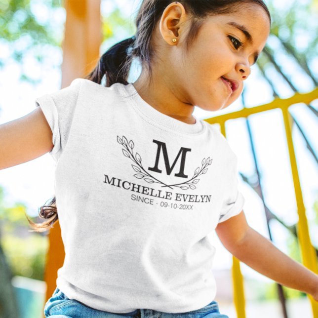 Personalized Black And White Name Monogram Age T-Shirt (Creator Uploaded)