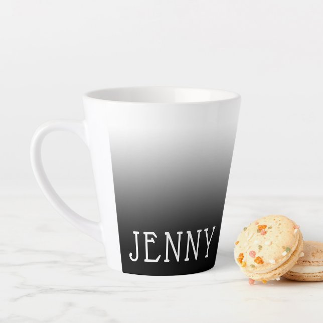 Personalized Black and White Ombre Latte Mug (In Situ)