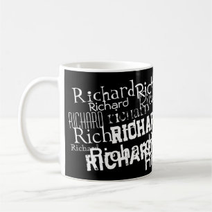 personalized black and white pattern of name coffee mug