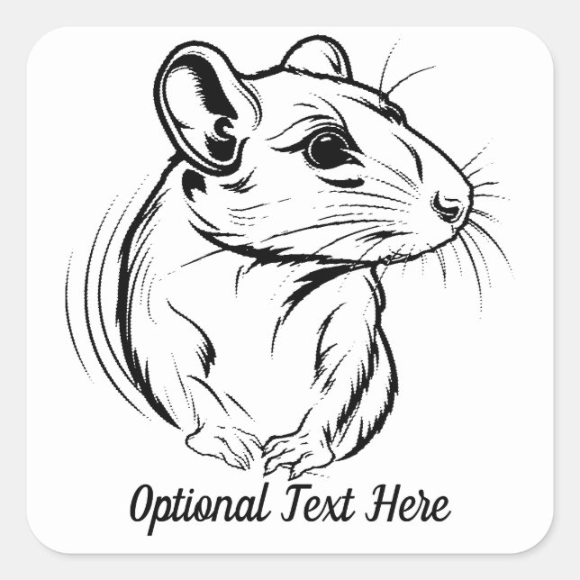 Personalized Black and White Pet Rat Square Sticker (Front)