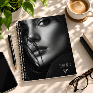 Personalized Black and White Photo Custom Text Notebook