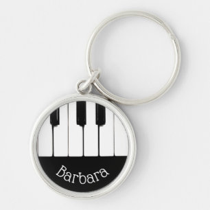 Personalized, Black and White Piano Keys Keychain