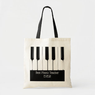 Personalized Black and White Piano Keys Tote Bag