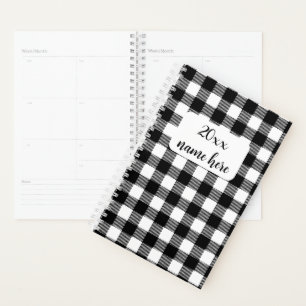 Personalized Black and White Plaid Planner