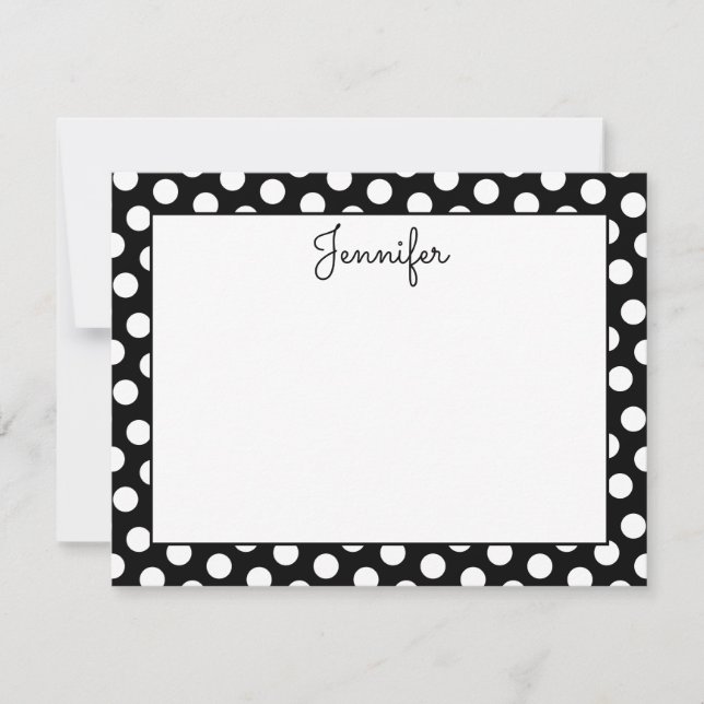 Personalized Black and White Polka Dot Card (Front)