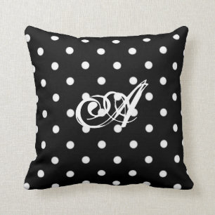 Personalized Black And White Polka Dot Cushion