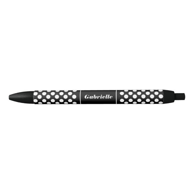 Personalized Black and White Polka Dot Pen (Front)