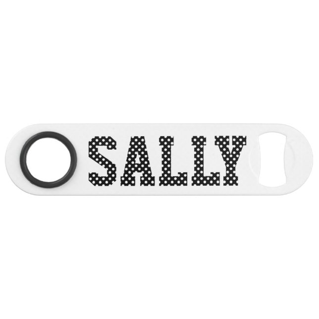 Personalized Black and White Polka Dots Bar Key (Front (Horizontal))