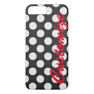 Personalized Black and White Polka Dots iPhone 8 Plus/7 Plus Case