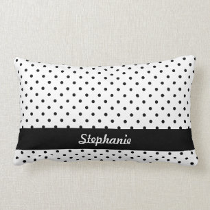 Personalized Black and White Polka Dots Lumbar Pillow