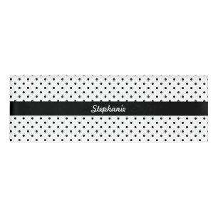 Personalized Black and White Polka Dots Name Tag