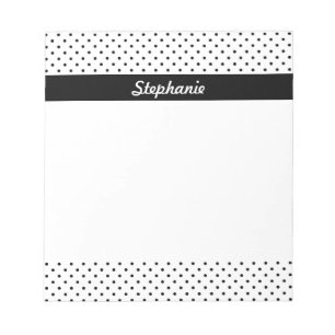 Personalized Black and White Polka Dots Notepad