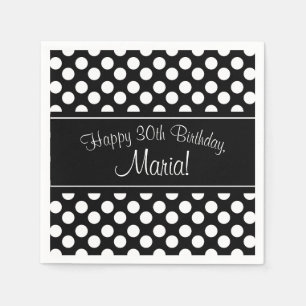 Personalized Black and White PolkaDot Paper Napkin