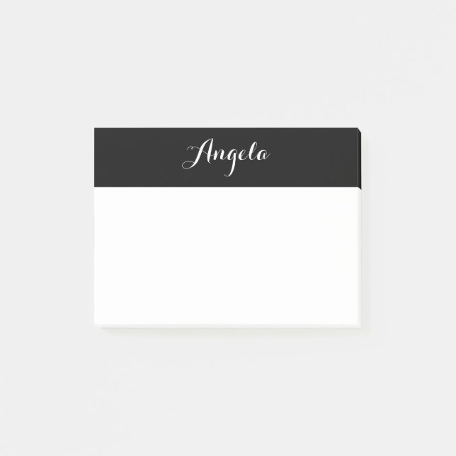 Personalized Black and White Post-it Notes (Front)