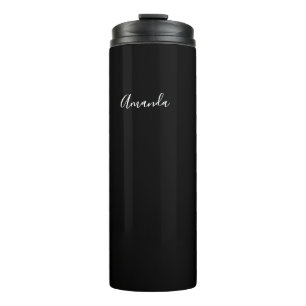 Personalized Black and white script chic Thermal Tumbler