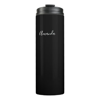 Personalized Black and white script chic Thermal Tumbler