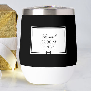 Personalized Black and White Simple Bowtie Groom