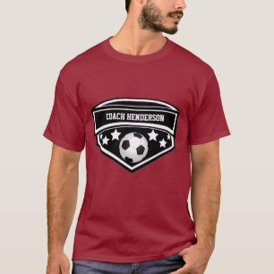 Personalized Black and White Soccer coach T-Shirt