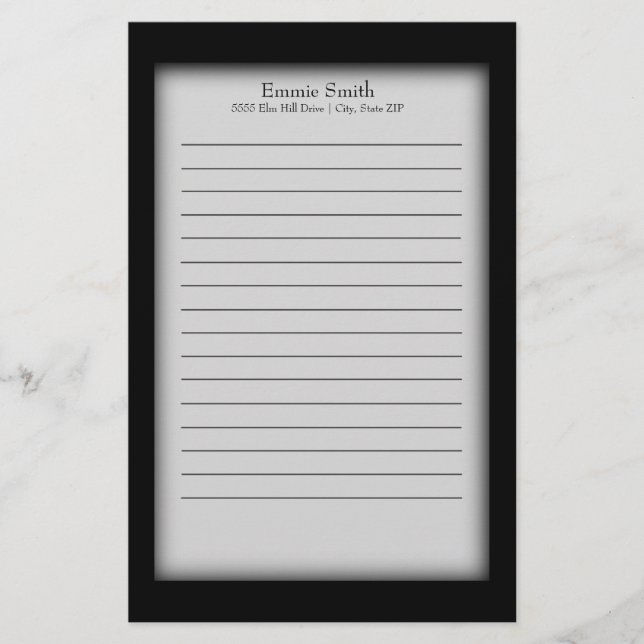 Personalized Black and White Stationery (Front)