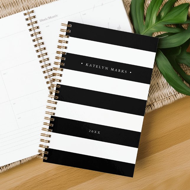 Personalized Black and White Stripe Planner (Creator Uploaded)