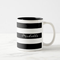 Personalized Black and White Striped Mug