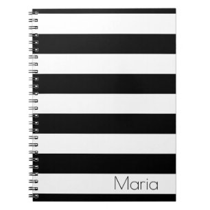 Personalized Black and White Striped Notebook