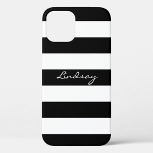 Personalized Black and White Striped Phone Case