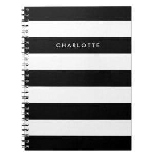 Personalized Black and White Stripes Notebook