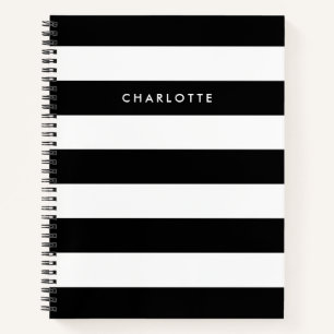 Personalized Black and White Stripes Notebook