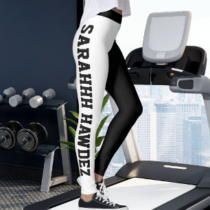 Personalized Black And White Stripes Yoga Fun Gift Leggings