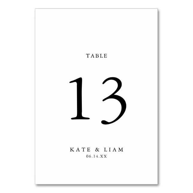 Personalized Black and White Table Number (Front)