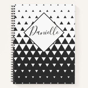 Personalized Black and White Triangle Pattern Name Notebook