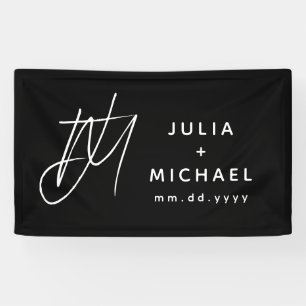 Personalized Black and White Wedding Banner