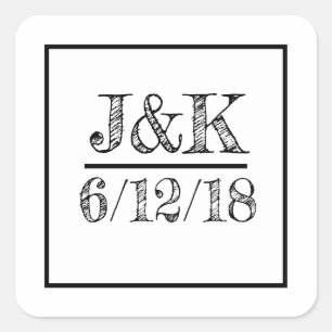 Personalized Black and White Wedding Stickers