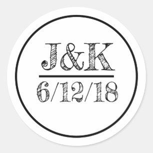 Personalized Black and White Wedding Stickers