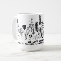 Personalized Black and White Wild Flower and Text