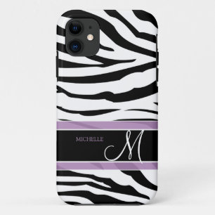 Personalized Black and White Zebra Stripes iPhone 11 Case