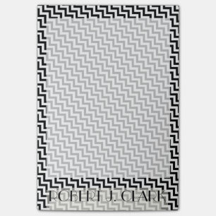 Personalized BLACK AND WHITE ZIG ZAG Border Post-it Notes