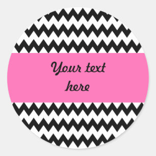 Personalized Black and White Zigzag Classic Round Sticker