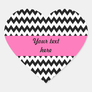 Personalized Black and White Zigzag Heart Sticker