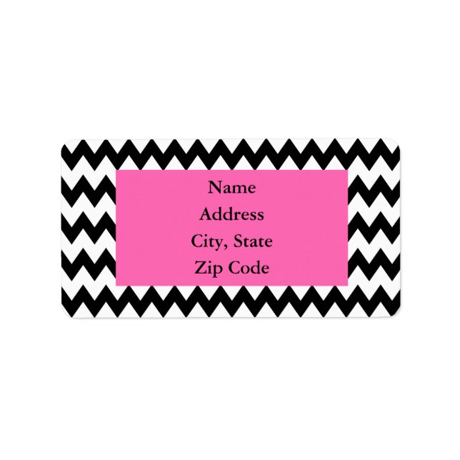 Personalized Black and White Zigzag Label (Front)