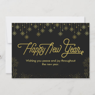 Personalized black and yellow Happy New Year Card
